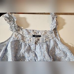 Angel forever young light blue button tank